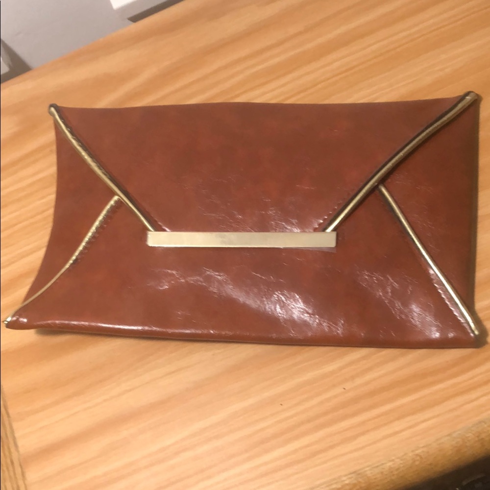 Chic Brown Clutch with Gold Accents